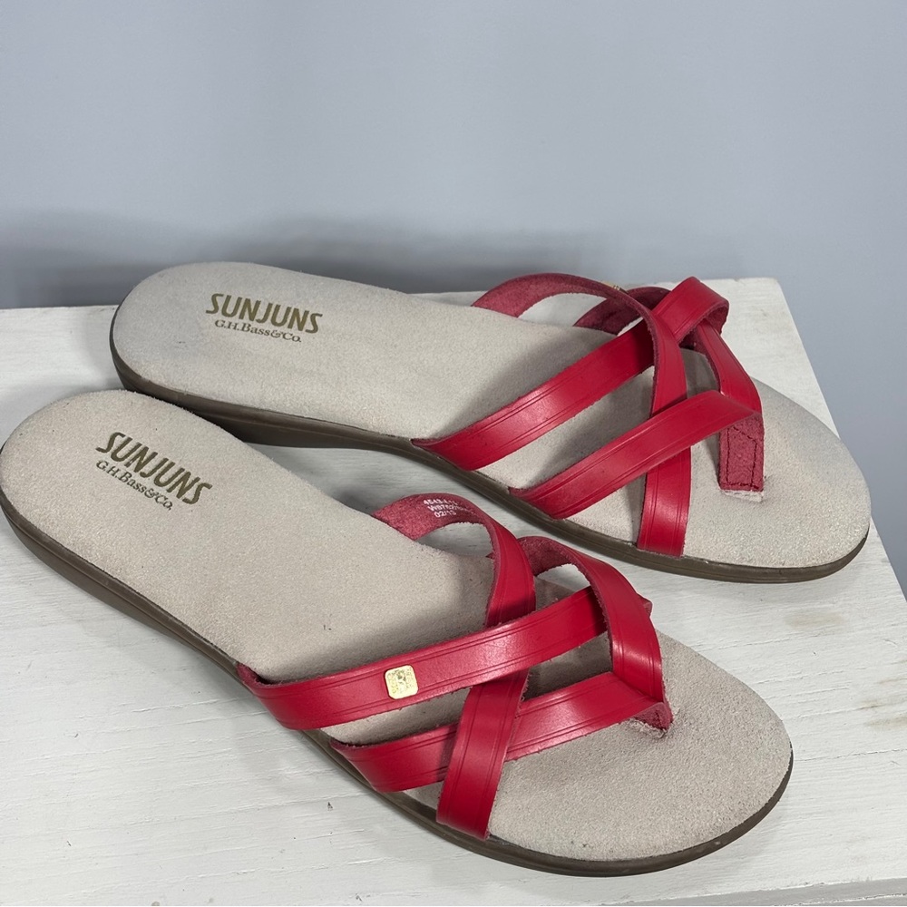 G.H. Bass & Co. Red Cross-Strap Sandals